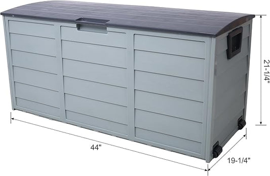 All Weather UV Resistant 75 Gallon Deck Box with Wheels Outdoor Storage Bin for Patio Furniture Cushions Garden Tools Pool Toys Backyard Patio Organization