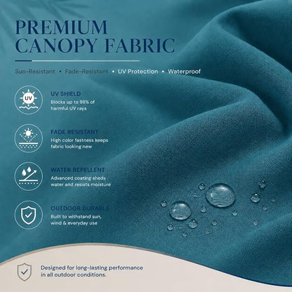 10ft Patio Umbrella, 3-Tier Vented Outdoor Table Umbrella with 8 Sturdy Fiberglass Ribs, Windproof Market Umbrella with Push Button Tilt and Crank, UV Protection for Deck, Pool, Lake Blue