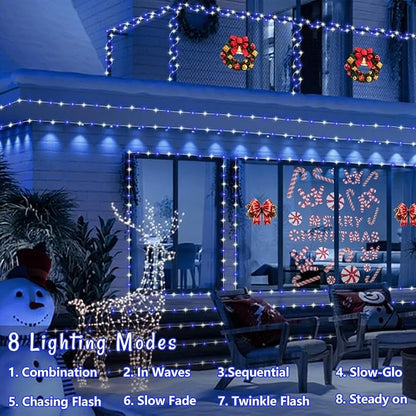 QITONG 200 Led Solar Rope Lights Blue and White