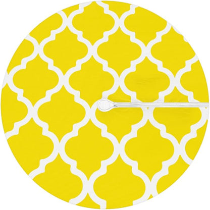 Fitted Round Tablecloth with Umbrella Hole and Zipper Yellow Moroccan Outdoor Elastic Table Cloth 45"-56" Oil-Proof Waterproof Morocco Geometric Patio Table Cover for Dining Picnic Party