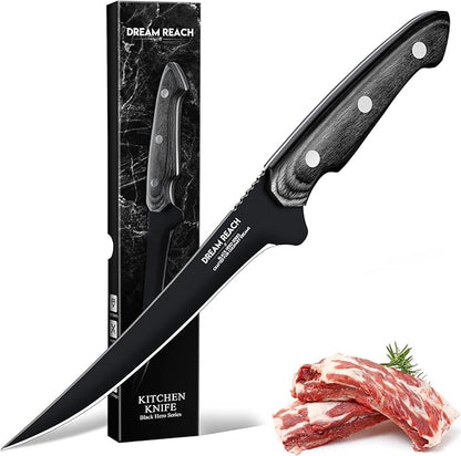 Dream Reach Fish Fillet Knife - Sharp Deboning Poultry and Meat Boning Knife Kitchen BBQ, Professional Fish Knives with Full Tang Handle