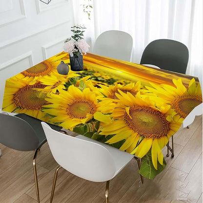 TKS MITLAN Yellow Sunflowers Tablecloth Decor Sunset Sunflower Field Table Cloth Dining Room Kitchen Table Cover 60" X 84" Oblong/Rectangle