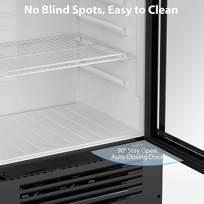 COWSAR Beverage Refrigerator Cooler, Freestanding 145 Can Beverage Refrigerator with Smart Temperature Control，6 CU FT Quiet Fridge with Lightbox for Bar, Office, Restaurant or Home, Black
