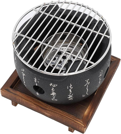 Zerodis Mini BBQ Grill Japanese Portable Charcoal Grill Quick Heating, Even Heating, Multifunctional Usage with Compact Design, Suitable for Families (L)