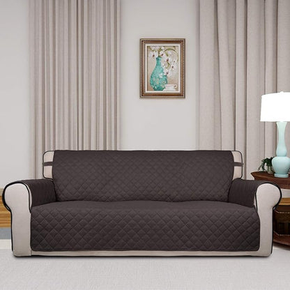 PureFit Reversible Quilted Sofa Cover, Water Resistant Slipcover Furniture Protector, Washable Couch Cover with Non Slip Foam and Elastic Straps for Kids, Pets (X Large, Chocolate/Chocolate) | Chocolate/Chocolate, Water Resistant Couch Protector, Washa...