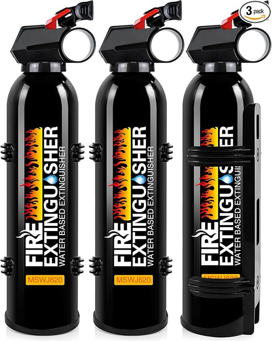Fire Extinguishers with Mount Bracket - 3 Pack Small Portable Fire Extinguisher for Home, Kitchen, Car, Boat, RV, Vehicle - 620ml Water-Based Fire Extinguisher for Class A, B, C, K Fire