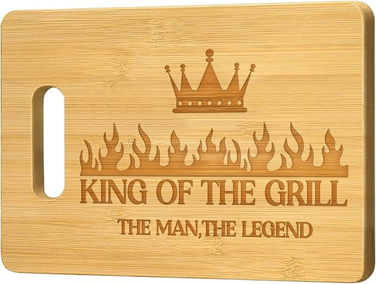Dad Dirthday Gift, Dad Gifts for Father's Day, BBQ Gifts for Men, 12x8.6 Inch Bamboo Cutting Board, Cool Grill Master Gift for Papa,Grandpa,Brother,Husband