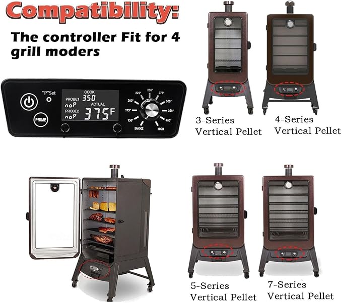 Digital W/LCD Display Control Board Thermostat Kit for Pit Boss Pellet Grill Smoker Austin XL, Replacement Parts Includes Meat Probes,Temp Sensor & Ignition Hot Rod