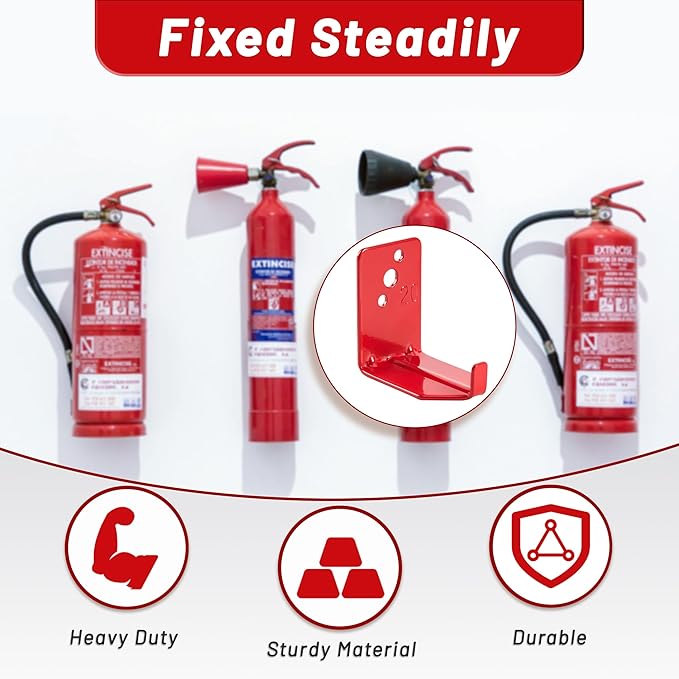 Fire Extinguisher Mount, 8 Pack Heavy Duty 3-Hole Fire Extinguisher Bracket, SturdyHolder for Easy Installation, Durable 20lb Hook Hanger