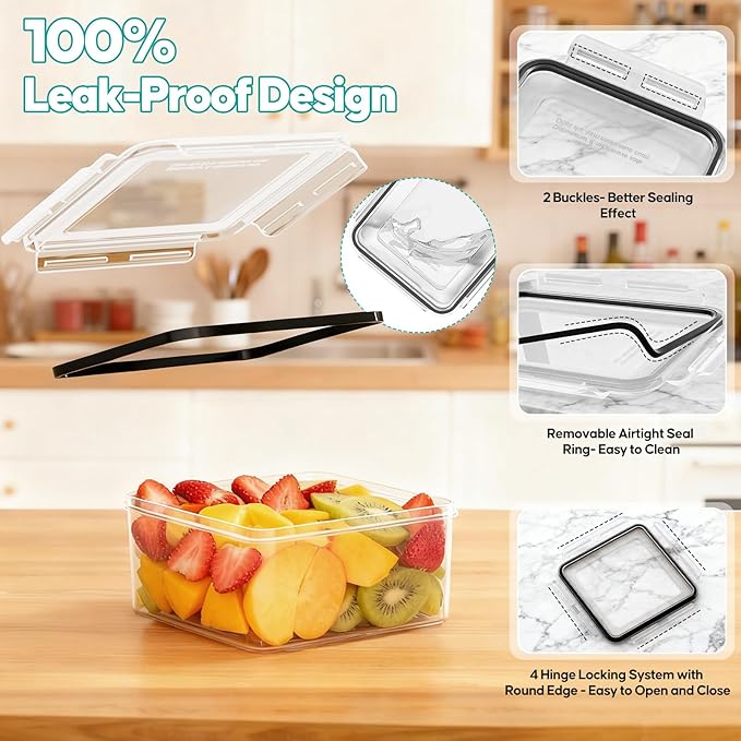 40 Pcs Food Storage Containers with Lids Airtight (20 Lids & 20 Containers) | Reusable Plastic Leakproof Meal-Prep Container for Kitchen Storage Organization Microwave/Dishwasher Safe with Labels & Pen