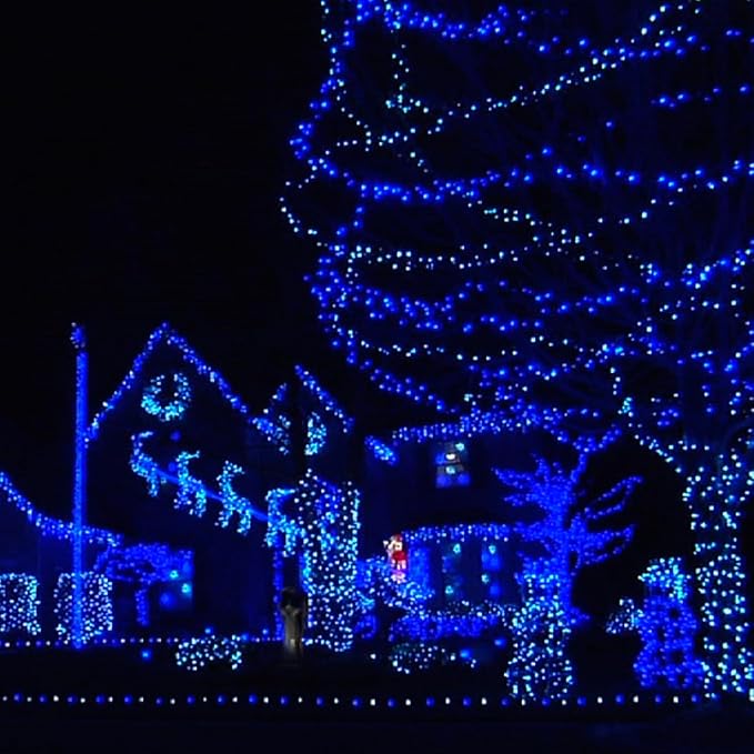 Dazzle Bright Outdoor Christmas String Lights, 1000 LED 328 FT Plug in Fairy Light with Remote Control 8 Modes & Timer, Waterproof Decoration for Home Garden Yard Xmas Wedding, Blue