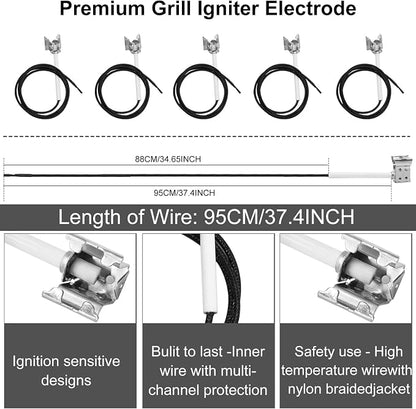 Criditpid Grill Replacement Parts for Nexgrill 720-0882A 720-0882AE 730-0882 730-0882AE, Grill Heat Plates, Burner Tubes, Igniter & Cast Iron Grates for Nexgrill Evolution Infrared Plus 5-Burner Grill