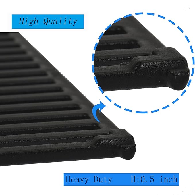 Leship 15" Grill Grates Replace for Broil King 9453-54,9453-57,9453-64,9865-54,9453-67,Broil-Mate,Sterling,Huntington Gas Grills. Heavy Duty Cast Iron Cooking Grid Grates (15" x 12 3/4")