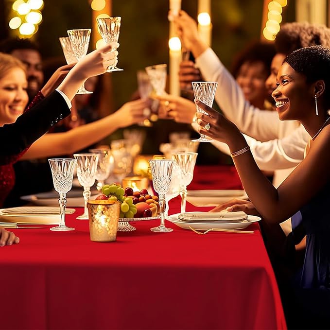 54 Inch X 100 Feet Plastic Table Cover Roll Premium Disposable Plastic Tablecloth for All Type/Shape Tables | Picnic, Party, Banquet, Birthdays, Weddings (Red, 54 Inch X 100 Feet)