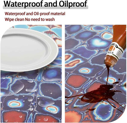 opstellen Fitted Round Tablecloth Small Bohemian Vinyl Patio Table Cloths for 45-54" Tables Travel Vacation Camper Accessories Living Room New HomeHouse Decorations Outdoor Road Trip Must Haves