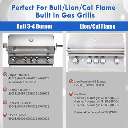 Built in 4 Burner 30 Inch Grill Replacement Parts for Bull Angus Cal Flame Lion Angus Outlaw 47629 47628 26038 26039 Drop in Grill 16631 Flame Tamer Flavor Bars 16521 Heat Plate Shields
