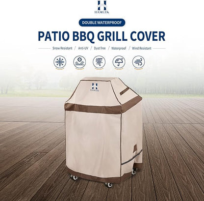 HAMLER Grill Cover 30 Inch, Heavy Duty Waterproof BBQ Covers, Gas Grill Covers Fits Weber Spirit, Weber Genesis, Char-Broil, Nexgrill, Brinkmann, Brown & Beige