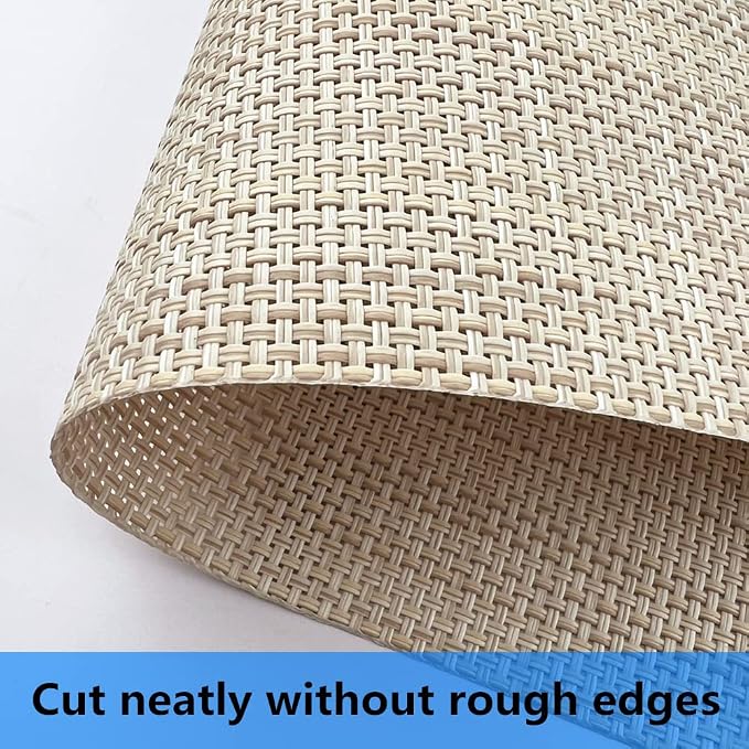 WAZAIGUR Placemats,Easy to Clean Crisscross Woven Vinyl Place Mats Durable Non-Slip Heat Resistant Table Mats,Placemats for Kitchen Table (Beige, 6)