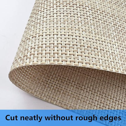 WAZAIGUR Placemats,Easy to Clean Crisscross Woven Vinyl Place Mats Durable Non-Slip Heat Resistant Table Mats,Placemats for Kitchen Table (Beige, 6)