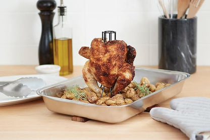 Fox Run Vertical Chicken Roaster, Non-Stick,Black,5.5 x 5.5 x 7.5 inches | Evenly Roast Chicken Right On The Grill | Nonstick For Easy Serving & Cleaning | Whole Roasted Chicken Stand For Barbeque