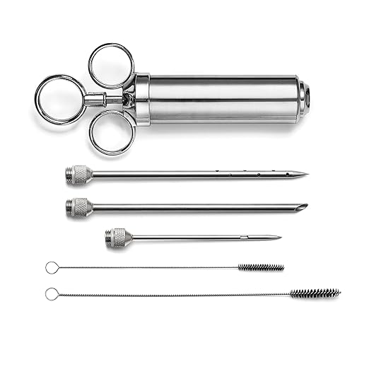 Outset 76456 Stainless Steel Meat Injector, 6-piece, Set