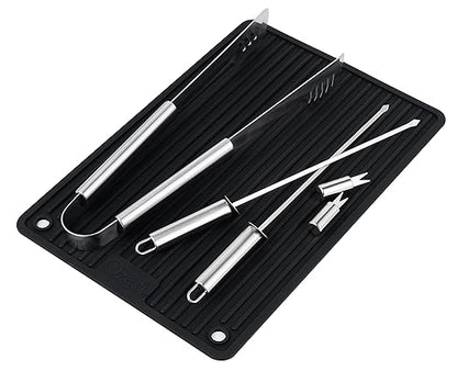 Ozeri BBQ and Grill Utensil Holder Mat Set,Black