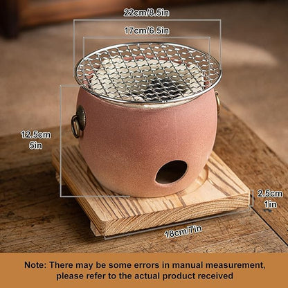Red Clay Charcoal Stove For 1-4 People, Pottery Barbecue Stove, Portable Charcoal Grill, Pottery Hibachi, Camping Clay Stove, Suitable For Indoor And Outdoor Use