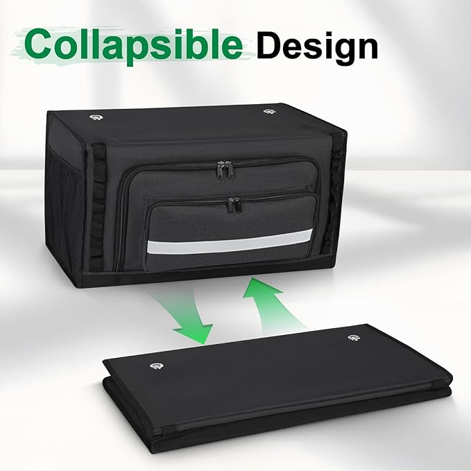 24" RV Overhead Storage Cabinet, Soft-Sided Overhead Organizer for Vans, RV Organizer Storage Cabinet Compatible with Mercedes-Benz Sprinter, Ford Transit & RAM Promaster Vans, Black