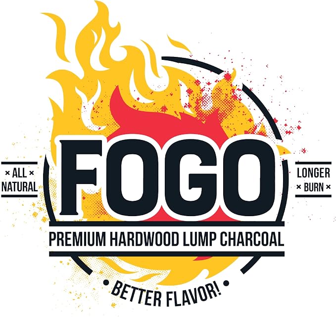 FOGO Premium Hardwood Lump Charcoal, Natural Medium Sized Lump Charcoal 17.6 Pound Bag, and Barrel Proof Bourbon Barrel Blocks, 2 Pound Resealable Bag, Bundle