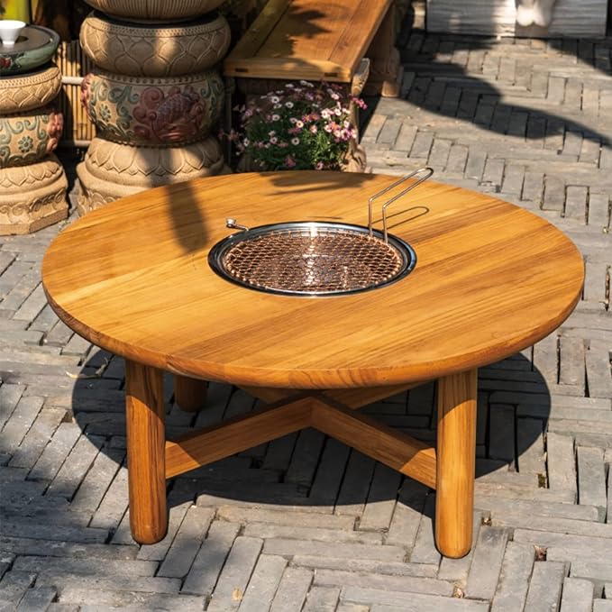 Barbecue Grill Chinese Barbecue Table Garden Outdoor Teak Tea Cooking Patio Decoration Low Tables Barbecue Charcoal Grill