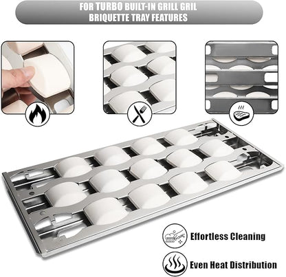 SafBbcue Briquette Tray for Turbo 720-0057 CG3CKW CG4CKW Elite BTE3221NG CG3TDN CG5TDN XG3TCN Classic CG3TCN Cutlass Pro Briquette Tray RON30B RON38B RON42B Grills Stainless Steel 4 pcs