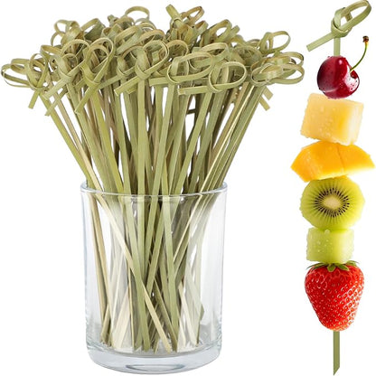 200PCS Cocktail Picks, 6 Inch Long Natural Bamboo Knot Decorative Skewers | Fancy Toothpicks for Appetizers, Wooden Food Sticks, Drinks, Fruit, Kabobs, Charcuterie Boards Accessories, Party Supplies