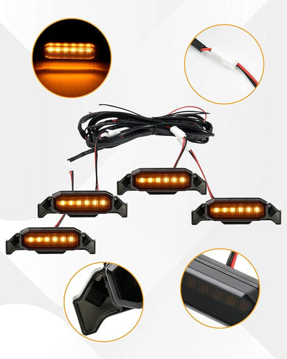 LED Grill Lights for 2018-2023 Jeep Wrangler JL JLU Amber 4pcs | Amber Front Bumper Running Marker Lamp, LED Grille Lights, Plug & Play, IP67 Waterproof, for Wrangler JL JLU Rubicon Sahara
