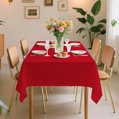 54 Inch X 100 Feet Plastic Table Cover Roll Premium Disposable Plastic Tablecloth for All Type/Shape Tables | Picnic, Party, Banquet, Birthdays, Weddings (Red, 54 Inch X 100 Feet)