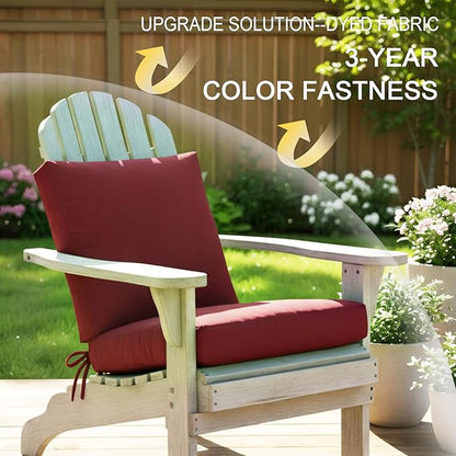 NettyPro Outdoor Cushion Covers Replacement Set 4 Water Repellent UV Resistant Patio Chair Seat Cushion Slipcover with Zipper and Tie, 24 x 22 x 4 Inch, Burgundy