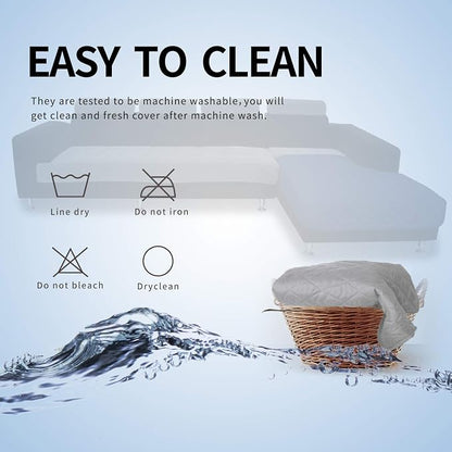 Easy-Going Sectional Couch Covers for Dogs L Shape Sofa Cover Reversible Sofa Slipcover Chaise Lounge Cover Furniture Protector Cover for Pets Dog Cat (42 x 68 inches, Light Gray/Light Gray) | Soft Sofa Slipcover For Dogs, Fits Left/Right Chaise Lounge...