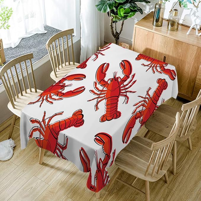 Moslion Lobsters Tablecloth Ocean Animal Rectangle Tablecloth Polyester for Picnic BBQ Kitchen 60x104 Inch