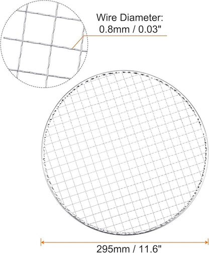 HARFINGTON 5pcs Round BBQ Grill Net 11.6" Dia Galvanized Iron Barbecue Mesh Mat for Baking Smoking Charcoal Grilling Roasting