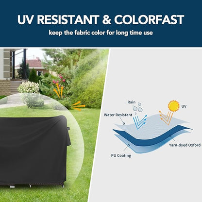 Easy-Going Square Patio Furniture Cover Waterproof Outdoor Dining Table and Chair Cover Anti-UV Outside Sectional Sofa Set Covers (126"L x 126"W x 32"H, Black)