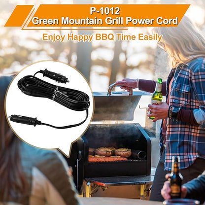 12V Power Cord for GMG Green Mountain Grill Jim Bowie, Daniel Boone, Davy Crockett 12V Prime/Prime Plus Pellet Grills, P-1012 Vehicle Adapter Replacement Part for GMG Ledge Peak Trek Grills
