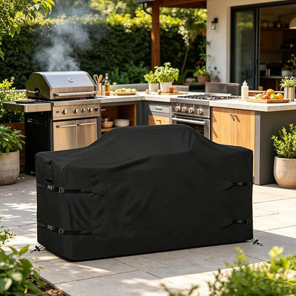 98 Inch Island Grill Cover Kitchen Extra Large Grill Cover 600D Oxford Cloth Heavy Duty Waterproof 98" L x 42" W x 48" H, Black