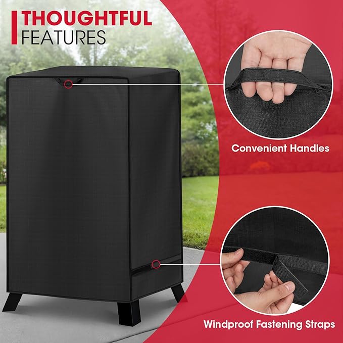 Unicook Electric Smoker Cover for Masterbuilt 40 Inch Smokers, Outdoor Vertical Digital BBQ Cover, Unique Waterproof Vinyl Exterior with Polyester Lining, 28" W x 22" D x 39" H