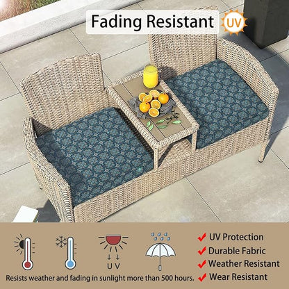 Magpie Fabrics Indoor Outdoor Cushion Cover Replacement 2 Pack, NO Insert! Water Repellent Slipcover with Ties Decor for Patio Garden Chair Seat Sofa Bench Wicker(Morgan Medal Blue, 20x18x4 Inch)