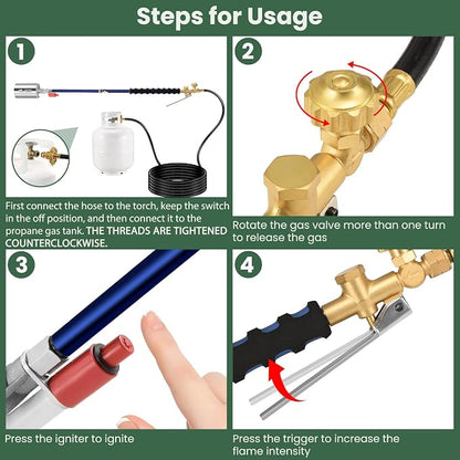 ARTFLAMM Propane Torch Weed Burner Kit with Storage Bag, Torch Gun for Outside with 10 FT Hose, Self Igniter Weed Flame Torch for Fire Pit, Roofing, Melting Snow and Ice
