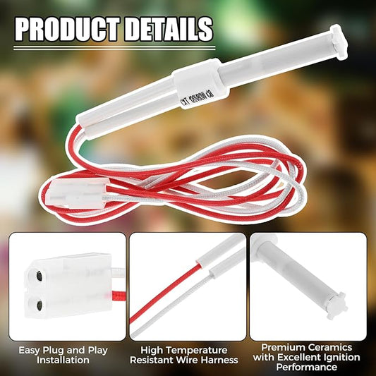 Hot Flash Ceramic Igniter Rod Compatible with Rec Tec Wood Pellet Grills, Recteq RT-B380, RT-590, RT-700, RT-1250 Grill Ignitor Replacement Part - Wire Length 830mm/32.68inch
