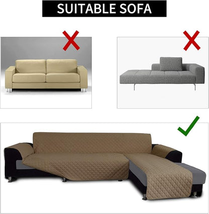 Easy-Going Reversible L-Shape Sectional Couch Cover, Small, Camel/Camel | Soft Sofa Slipcover For Dogs, Fits Left/Right Chaise Lounge Protector, Water Resistant Mat For Living Room