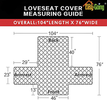 Easy-Going Reversible Couch Cover, 2 Cushion Sofa, Loveseat, Gray/Ivory | Machine Washable Slipcover For Dogs, Water Resistant Furniture Mat For Living Room, Non-Slip Sofa Cover, Pet Friendly