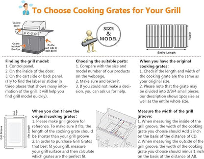 Hisencn Grill Grates Replacement for Charbroil Advantage 463343015, 463344015, 463344116, Kenmore, Advantage Gas2coal Parts 463340516, G467-0002-W1, 16 15/16" Porcelain Enameled Cooking Grids, 3 Packs