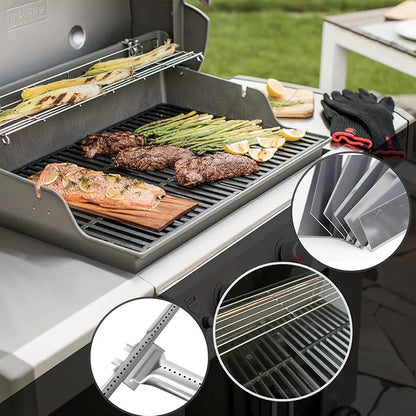 Hongso Spirit E-310 Grill Parts for Weber Spirit I & II 300 Series E310 S310 E320 S320 E330 S330 Gas Grill With Front Control, 7636 Flavorizer Bars 15.3", 7638 Grill Grates 17.5", 69787 Burners 18"