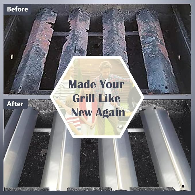 Hiorucet Grill Replacement Parts for Charbroil 463268007, 463268008, 463268107, 463248208, 463268606, 463268706, 463260207, 463248108 Grill Models, Heat Plate Shields, Burner Tubes and Carryover Tubes